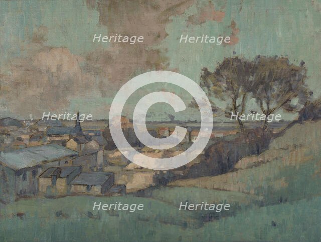 Esquisse pour la mairie de Noisy-le-Sec : Vue de Noisy-le-Sec, c.1907. Creator: Jean Constant Pape.