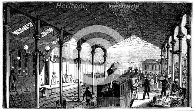 Euston Station, London terminus of London and Birmingham Railway, 1840. Artist: Unknown