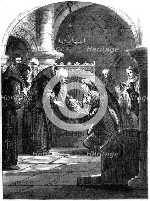 King James II of England (1633-1701) at La Trappe Abbey, Orne, France, 17th century (19th century). Artist: Unknown