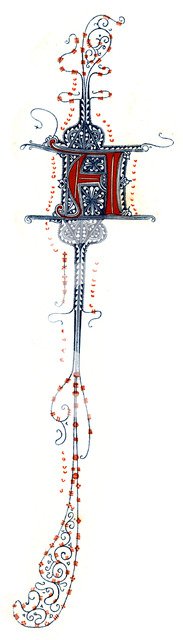 Initial letter 'A', 14th century, (1843).Artist: Henry Shaw