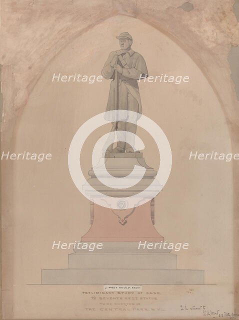 Pedestal Design for the Seventh Regiment Memorial in Central Park, ca. 1868. Creator: Jacob Wrey Mould.