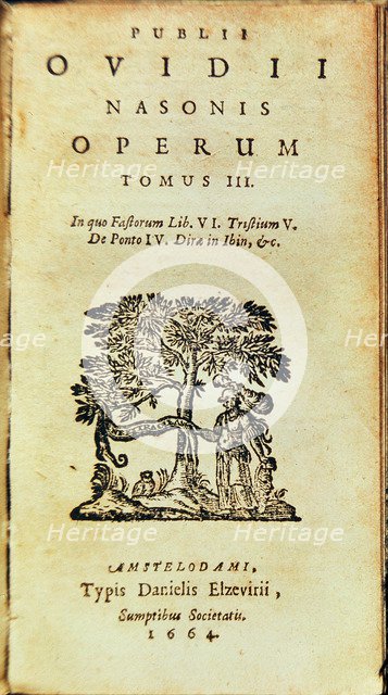 Cover of a book with several works by Publio Ovidio Nason, including 'Sad' and 'Pontic', from his…