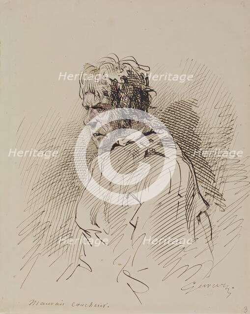 Mauvais Coucheur, 1852-1866. Creator: Paul Gavarni.