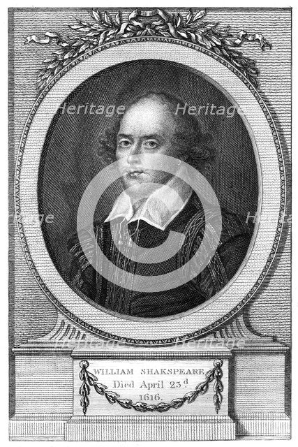 William Shakespeare, English poet and playwright, (1820). Artist: John Hall