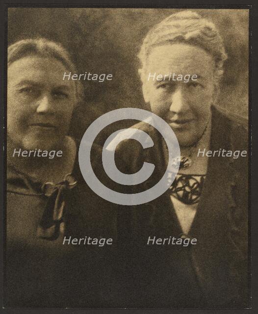 Portrait of Two Women Before Tapestry, 1907-1924. Creator: Louis Fleckenstein.