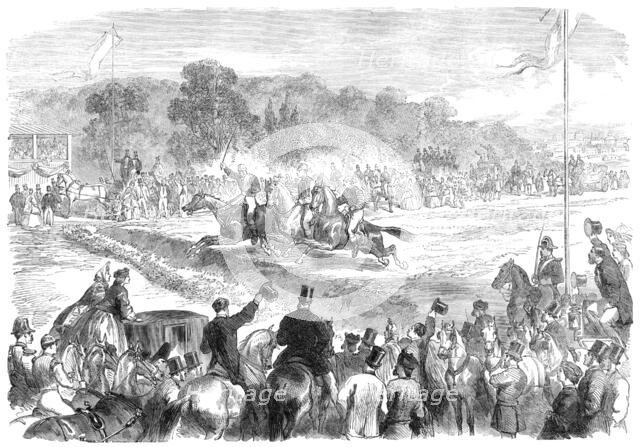 Steeplechase with gentlemen riders at Madrid, 1864.  Creator: Unknown.