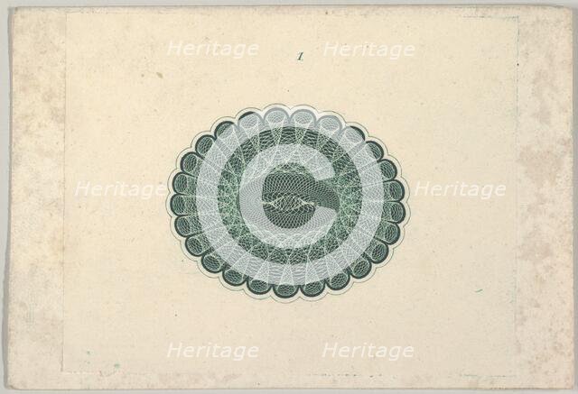 Banknote motif: oval lathe work ornament resembling a lace ruff, ca. 1824-42. Creator: Durand, Perkins & Co.