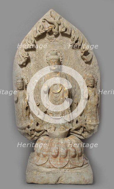Votive Stele with Buddha and two Bodhisattvas, 534-550.