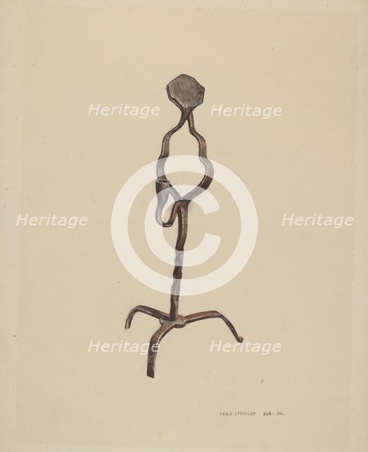 Combination Rush/Candle Holder, c. 1939. Creator: Leslie Macklem.