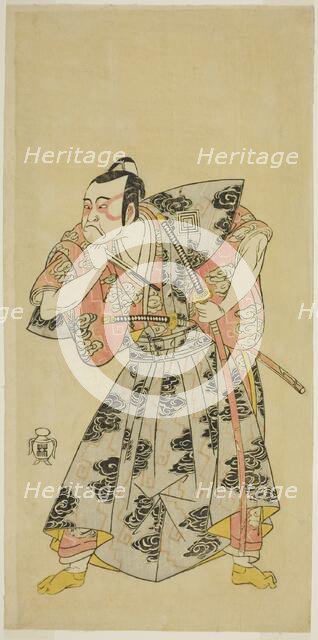 The Actor Ichikawa Danzo III as Fuwa Banazemon in the Play Date Moyo Kumo ni Inazuma..., c. 1768. Creator: Shunsho.