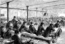 The Cotton Famine: school for mill operatives at Mr. Stirling's mill...Manchester, 1862. Creator: Unknown.