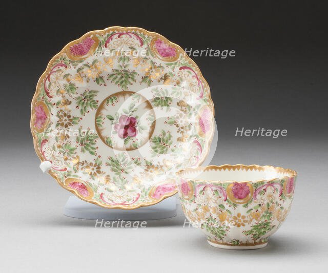 Tea Bowl and Saucer, Worcester, c. 1775. Creator: Royal Worcester.