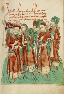 Josaphat Converses with the Astrologers; Barlaam und Josaphat, 1469. Creators: Hans Schilling, Diebolt Lauber.