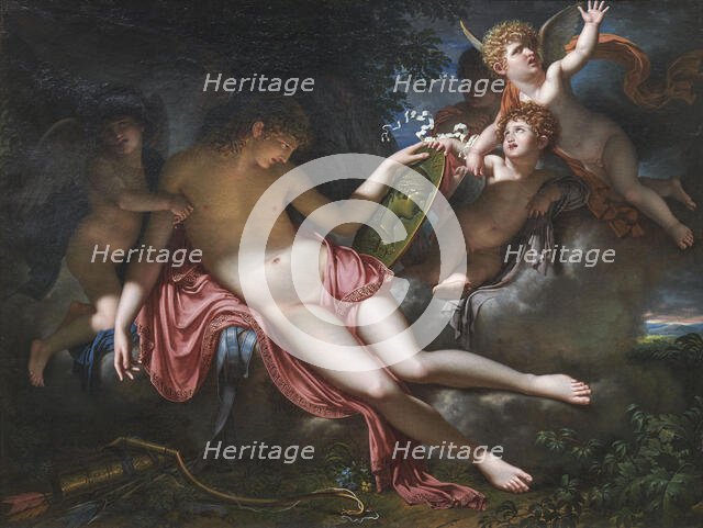 Adolescent Cupid weeping over the portrait of Psyche whom he has lost, 1792. Creator: Meynier, Charles (1768-1832).