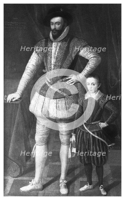 Sir Walter Raleigh and his son, 1602, (1896). Artist: Unknown