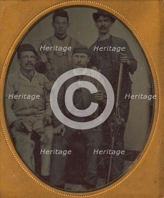 Four Pipe Fitters with Tools, late 1850s-70s. Creator: Unknown.
