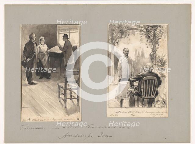 Men and wife with a desk and man on a terrace, in or before 1883-c.1904. Creator: Willem Wenckebach.