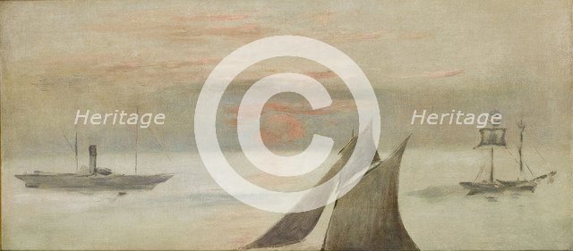 Boats at Sea, Sunset. Artist: Manet, Édouard (1832-1883)