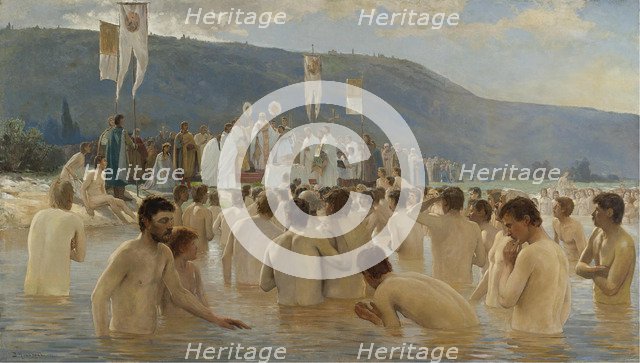 The Baptism of Russia, 1887. Artist: Navozov, Vasily Ivanovich (1862-1919)