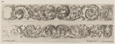 Two Ornamental Bands with Facing Heads of Lion and Eagle, and Two Rams, probably 1648. Creator: Stefano della Bella.