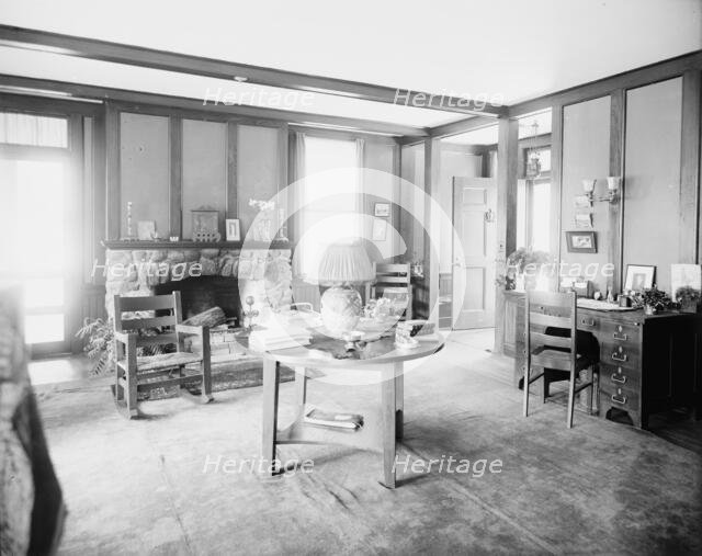 Suburban home of Mrs. Robert Hoe Jr., living room, Port Washington, New York, between 1900 and 1910. Creator: Unknown.