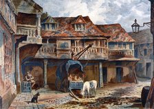 Courtyard of the Tabard Inn, Borough High Street, Southwark, London, 1871. Artist: JS Virtue