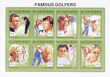 Postage stamps depicting famous golfers, St Vincent, 1992. Artist: Unknown