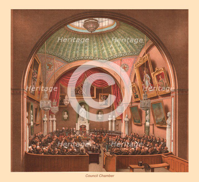 Council Chamber London Guildhall, 1886. Artist: Unknown.