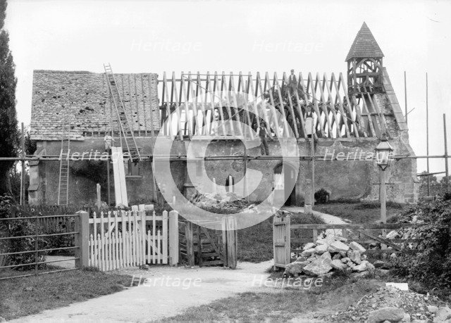 All Saints Church, Goosey, Oxfordshire, during rennovation, c1860-c1922. Artist: Henry Taunt