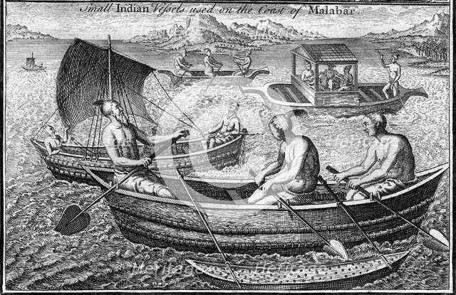 Small vessel used on the coast of Malabar (Cochin), India, c18th century. Artist: Unknown