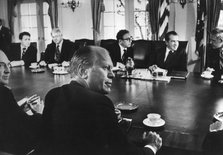 Richard Nixon's last cabinet meeting as president, the White House, Washington, USA, August 1974. Artist: Unknown