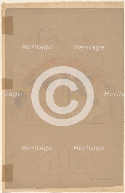 Studies for a Lunette [recto], 1890/1897. Creator: Charles Sprague Pearce.