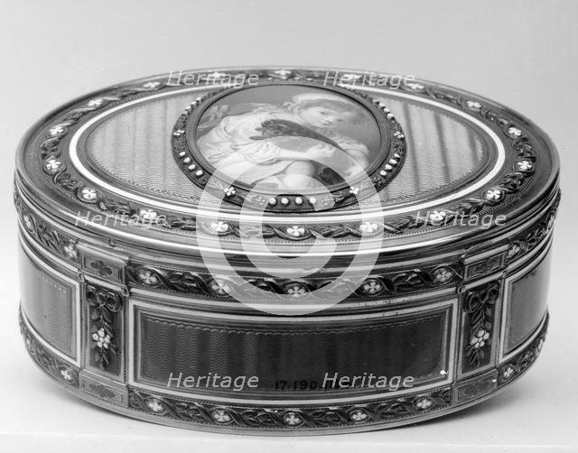 Snuffbox with portrait of a child holding a dog, 1782-83. Creator: David Lhonorey.