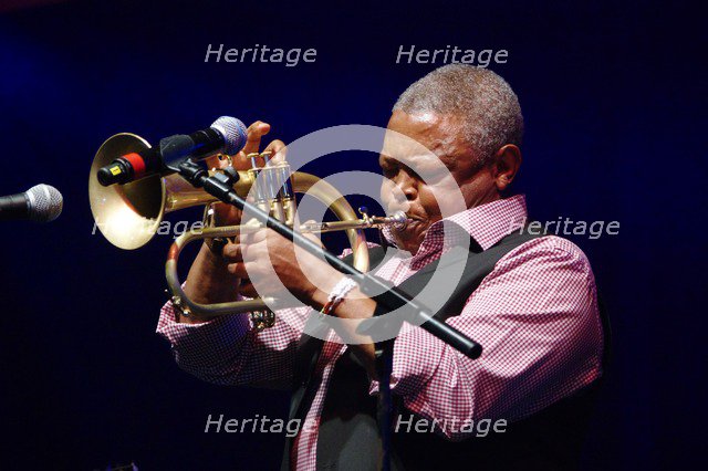 Hugh Masekela, Love Supreme Jazz Festival, Glynde Place, East Sussex, 2015. Artist: Brian O'Connor.