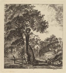 Wooded Landscape with a Herd of Goats and a Herm, 1764. Creator: Salomon Gessner.