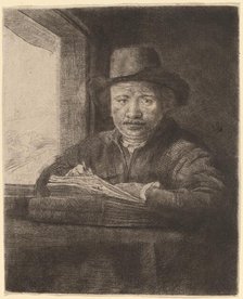 Self-Portrait Drawing at a Window, 1648. Creator: Rembrandt Harmensz van Rijn.
