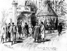 The Death of Mr. Gladstone: reading the last bulletin at Hawarden Castle, 1898. Creator: Unknown.