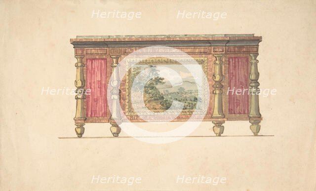 Design for Sideboard with Inset Landscape, early 19th century. Creator: Anon.