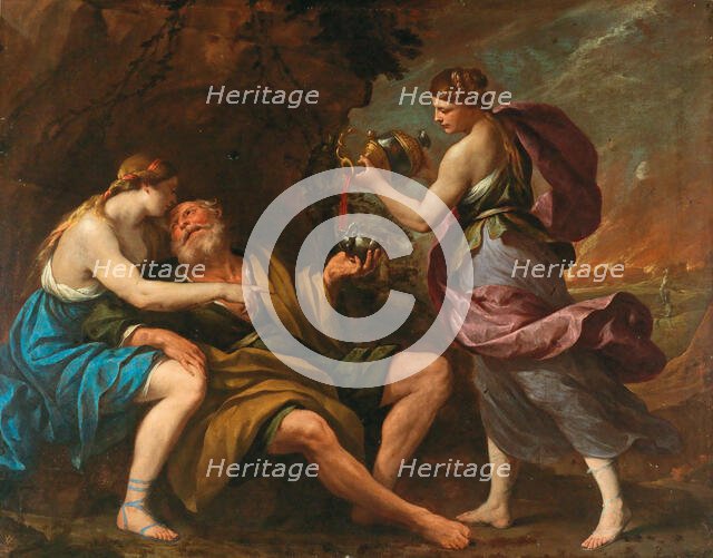 Lot and his Daughters, 1650s. Creator: Vaccaro, Andrea (1604-1670).