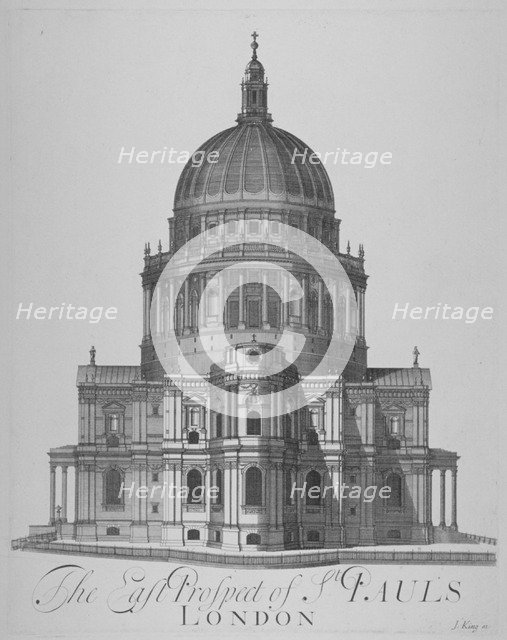East view of St Paul's Cathedral, City of London, 1720. Artist: Anon