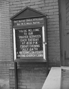 Sign in front of a church, Washington, D.C., 1942. Creator: Gordon Parks.