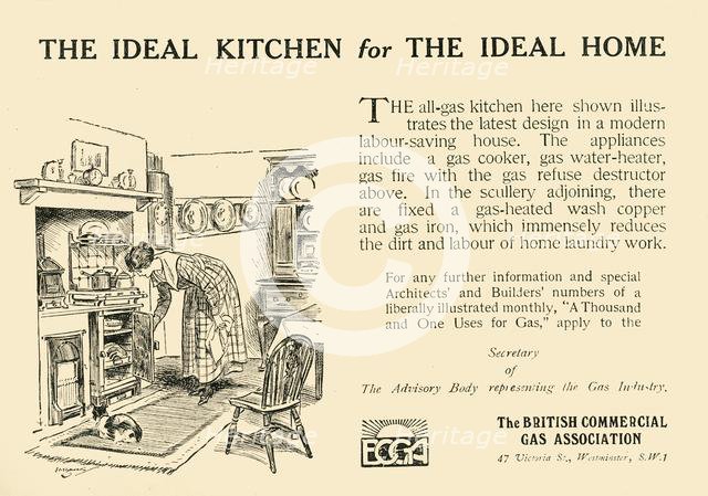 'The Ideal Kitchen for the Ideal Home - The British Commercial Gas Association', 1920. Creator: Unknown.