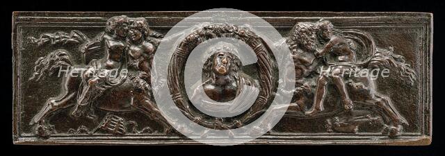 Front of a writing casket: Centaurs and Nymphs with Cornucopiae and Bust, c. 1500. Creator: Unknown.