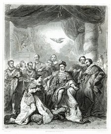 Institution of the Order of the Holy Spirit on January 1, 1579 by King Henry III, engraving from …