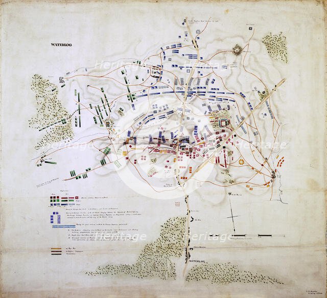 Plan of the Battle of Waterloo, 1815. Creator: Unknown.