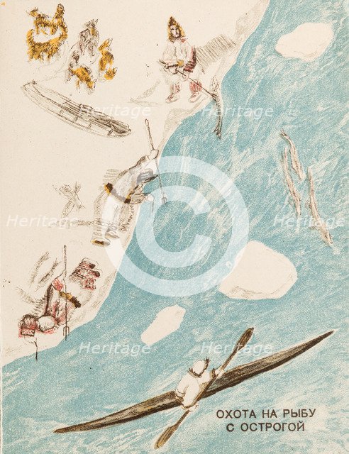 Illustration for the book Hunting in the North, Early 1930s.