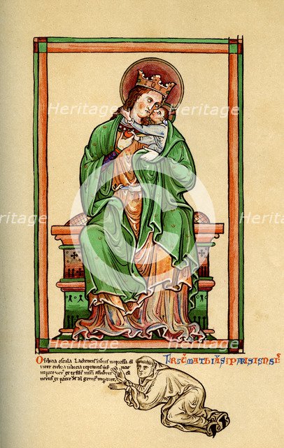 Matthew Paris at the feet of the Virgin and Child, 13th century, (1892). Artist: Unknown