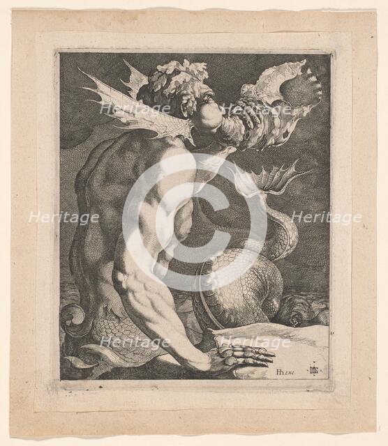 Triton Blowing on a Conch, c.1618. Creator: Jacob III de Gheyn.