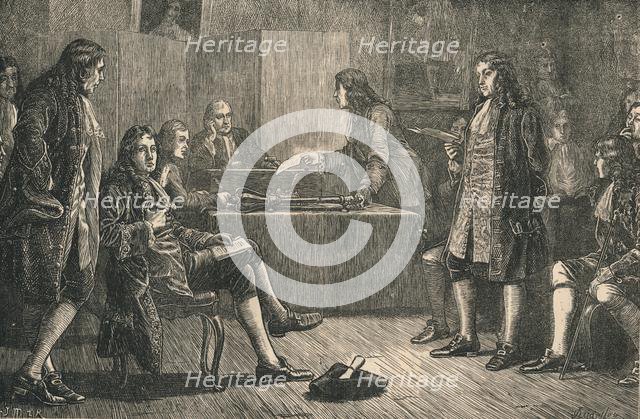 A meeting of the Royal Society in Crane Court, Fleet Street, London, 18th century, (c1880). Creator: Unknown.