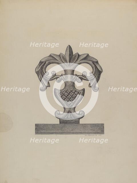 Cast Iron Fence Finial, 1937. Creator: Austin L. Davison.